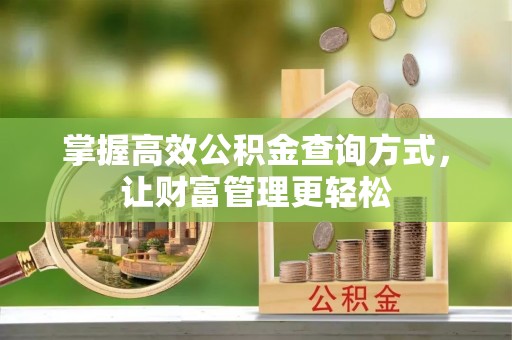 西乡掌握高效公积金查询方式，让财富管理更轻松